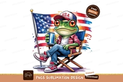 Patriotic Frog Relaxing With Usa Flag Png Product Image 1