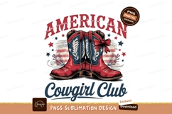American Cowgirl Club Red Boots Design Sublimation Png Product Image 1
