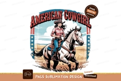 American Cowgirl Rides Horse Sublimation Png Product Image 1