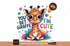 Cute Giraffe With Glasses Sublimation Png Product Image 1