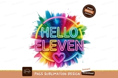 Hello Eleven Rainbow Birthday Sublimation Png Product Image 1