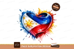 Philippines Flag Heart Watercolor Sublimation Png Product Image 1