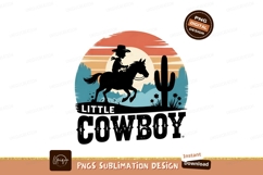 Little Cowboy Riding Horse Sublimation Png Product Image 1