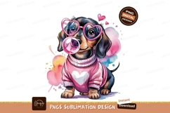 Cute Dachshund Puppy Valentines Day Sublimation PNG Product Image 1