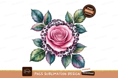 Pink Rose With Leopard Print Edges PNG Product Image 1