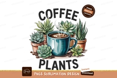 Coffee And Plants Watercolor Style Design PNG Product Image 1