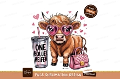 Boujee Highland Cow Sublimation Png Product Image 1