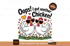 Funny Chickens Wearing Heart Sunglasses Illustration PNG Product Image 1