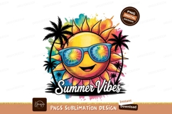 Summer Vibes Sun With Palm Trees PNG Product Image 1