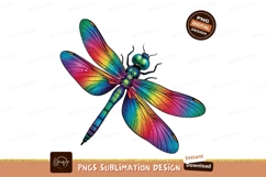 Rainbow Dragonfly Colorful Wings Insect Art PNG Product Image 1