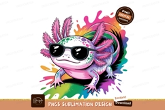 Cool Axolotl With Sunglasses Colorful Artwork PNG Product Image 1