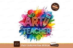 Art Teacher Design With Colorful Watercolor Splash PNG Product Image 1