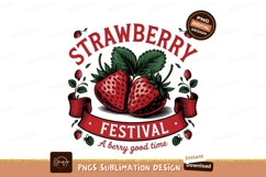 Strawberry Festival Vintage Style Vector Illustration PNG Product Image 1