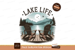 Adirondack Chairs Lake View Illustration Sublimation Png Product Image 1