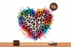 Leopard Heart Watercolor Sublimation Png Product Image 1