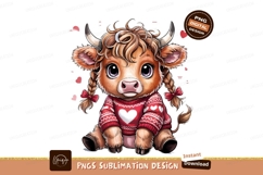 Cute Cow Valentine Cartoon Sublimation Png Product Image 1