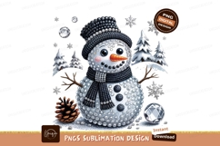 Sparkling Snowman With Winter Holiday Design PNG Product Image 1