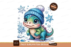 Cute Winter Dinosaur Character Art PNG Product Image 1