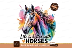 Colorful Watercolor Horse Sublimation Png Product Image 1