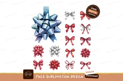 Watercolor Ribbon Bows Set Sublimation Png Product Image 1