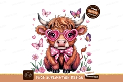 Cute Highland Cow In Love Sublimation Png Product Image 1