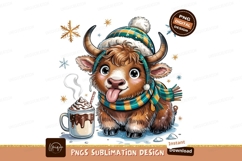 Winter Yak With Cocoa Sublimation Png Product Image 1