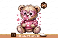 Adorable Bear With Heart Glasses And Bubble Sublimation Png Product Image 1
