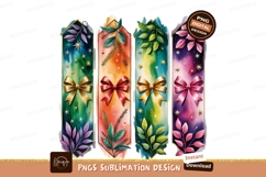 Watercolor Ribbon Bookmarks With Floral Elements PNG Product Image 1