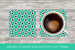 Soccer balls square coaster sublimation. Sports coaster 08 Product Image 1