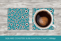 Soccer balls square coaster sublimation. Sports coaster 011 Product Image 1
