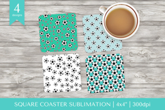Soccer balls square coaster sublimation. Sports coaster 044 Product Image 1