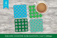 Soccer balls square coaster sublimation. Sports coaster 045 Product Image 1