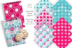 Scales Pattern with Hearts Seamless Digital Paper Set of 12 