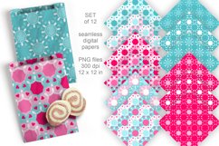 Scales Pattern with Hearts Seamless Digital Paper Set of 12 