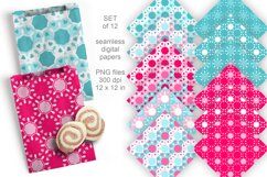 Scales Pattern with Hearts Seamless Digital Paper Set of 12 