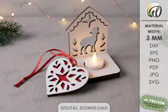 Nordic Christmas Candle Holder with Ornament Laser Cut Product Image 1