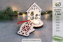 Nordic Christmas Candle Holder with Ornament Laser Cut Product Image 1