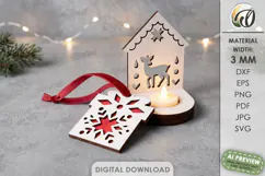 Nordic Christmas Candle Holder with Ornament Laser Cut Product Image 1