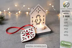 Nordic Christmas Candle Holder with Ornament Laser Cut Product Image 1