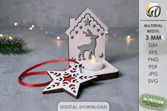 Nordic Christmas Candle Holder with Ornament Laser Cut Product Image 1