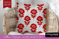 Scandi Flowers Pillow Sublimation - Scandinavian Pillow PNG Product Image 1