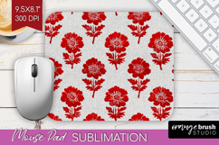Scandi Flowers Mouse Pad Sublimation - Scandinavian Mousepad Product Image 1