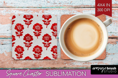 Scandi Flowers Square Coaster - Scandinavian Coaster PNG Product Image 1