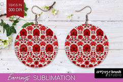 Scandi Flowers Round Earrings - Scandinavian PNG Sublimation Product Image 1