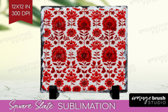 Scandi Flowers Slate PNG - Scandinavian Square Slate Product Image 1