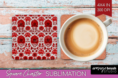 Scandi Flowers Square Coaster - Scandinavian Coaster PNG Product Image 1