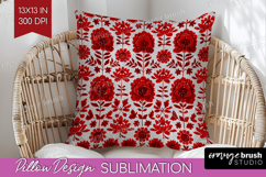 Scandi Flowers Pillow Sublimation - Scandinavian Pillow PNG Product Image 1