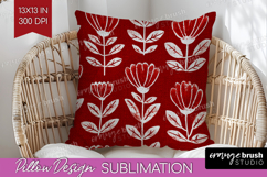 Scandi Flowers Pillow Sublimation - Scandinavian Pillow PNG Product Image 1