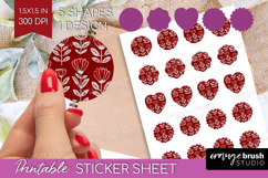 Scandi Flowers Round Sticker - Scandinavian Printable Sheet Product Image 1