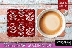 Scandi Flowers Square Coaster - Scandinavian Coaster PNG Product Image 1